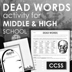 the dead words activity for middle and high school students is shown in black and white