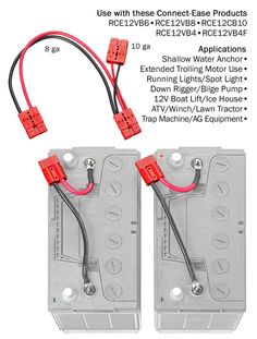 two red wires connected to each other on top of a plastic box with the words, use