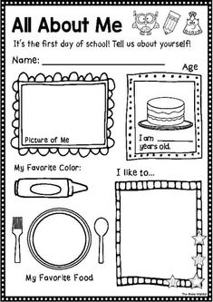 all about me worksheet with pictures and words