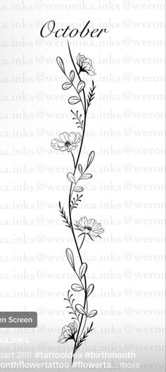 an image of a flower with the word october in black and white, on a white background