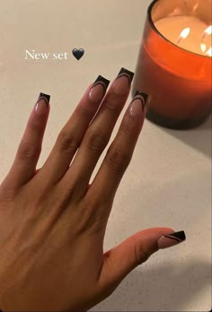 Black Acrylic Nails, French Tip Acrylic Nails, Simple Acrylic Nails, Work Nails, Short Square Acrylic Nails, Unique Acrylic Nails, Acrylic Nails Coffin Short, Short Acrylic Nails Designs, Pink Acrylic Nails