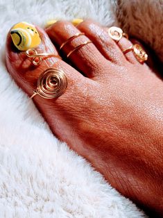 Adjustable Spiral Gold Midi Rings, Gold Toe Rings, Wire Wrapped Stone Jewelry, Wire Jewelery, Wire Wrapping Stones, Adjustable Jewelry, Toe Ring, Pedicures, Rochester Ny