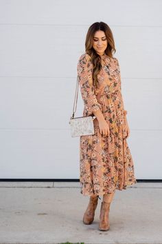 Wrap Midi Dress Outfit, Modest Fall Dress, Lds Dresses Church, Fall Baptism Outfit Women, Baptism Outfit Women, Casual Wedding Guest Dress, Modest Fall Dresses, Sunday Dresses, Black Long Sleeve Midi Dress