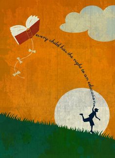 an image of a person flying a kite in the sky with words written on it