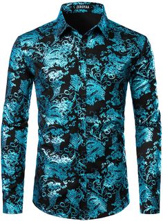 This men's dress shirt makes a bold and fashionable statement with its floral design. Crafted from a comfortable cotton blend, this shirt's classic button down design ensures a perfect fit and maximum breathability. Perfect for any special occasion. Imported Button closure Machine Wash Brand Size Chest Shoulder XS 30 - 32 28 - 30 S 34 - 36 30 - 32 M 38 - 40 32 - 33 L 42 - 44 33 - 34 XL 46 - 48 36 - 38 2XL 48 - 50 40 - 42 3XL 50 - 52 44 - 48 Printed Dress Shirts, Winter Knit Hats, Button Down Dress Shirt, Hip Hop Streetwear, Unique Shirt, Loose Fitting Tops, Solid Color Shirt, Paisley Dress, Mens Luxury