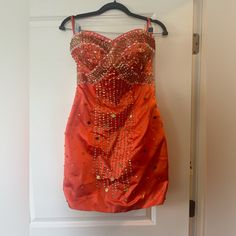 Never Worn Dresses. Not Missing Any Sequence Or Beads. Tb Dress, Hoco Inspo, Beautiful Cocktail Dresses, Dresses Beautiful, Dress Orange, Gold Orange, Orange Gold, Colorful Dresses, Cocktail Dress