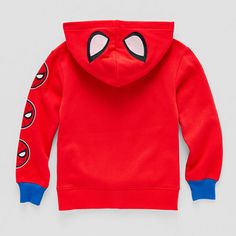 He'll feel like a superhero when he wears this cool Spiderman zipper hoodie for little and big boys from Disney Collection. It's made from a soft fleece cotton-blend to keep him cozy while he plays and features a regular-fit and long sleeves. Pair it with his favorite jeans and sneakers. Features: AppliqueCharacter: SpidermanClosure Type: ZipperFit: Regular FitNeckline: Hooded NeckSleeve Length: Long SleeveFiber Content: 60% Cotton, 40% PolyesterFabric Description: FleeceCare: Machine Wash, Tum… Playful Hooded Fleece Top, Superhero Long Sleeve Winter Hoodie, Red Cartoon Print Hoodie For Winter, Red Hoodie With Character Print For Winter, Red Hooded Hoodie With Cartoon Print, Red Winter Hoodie With Character Print, Cool Spiderman, Zipper Hoodie, Big Boys