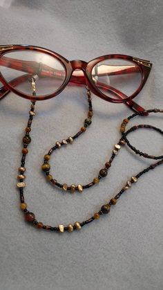 Lanyard Ideas, Inspiration Crafts, Mask Chains, Eyeglasses Chain, Brown Tiger, Brown Tiger Eye