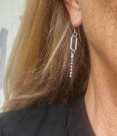 Modern mix of silver oval with bead ball chain dangle earrings Bead Ball, Chain Earrings, Steel Jewelry, Stainless Steel Jewelry, Ball Chain