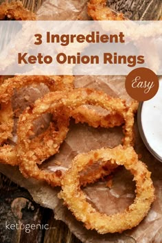 three ingredient keto onion rings on a piece of paper