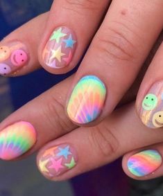 Kids Nail Designs, Unghie Sfumate, Colorful Nail, Nails For Kids, Jelly Nails, Colorful Nail Designs, Kawaii Nails