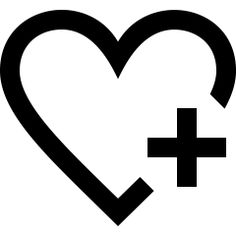 a heart with a plus sign in the middle, and a cross at the bottom