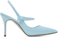 Find MANOLO BLAHNIK Blue Didion Heels on Editorialist. Handcrafted patent leather heels in blue. · Pointed toe · Button strap at vamp · Slingback strap · Logo patch at goatskin footbed · Covered stiletto heel with rubber injection · Suede sole · Heel: H4 Supplier color: Light blue Manolo Blahnik Slingback, Manolo Blahnik Blue, Endless Fashion, Wedding Pumps, 3 Inch Heels, Patent Leather Heels, Manolo Blahnik, Stiletto Heel, Pump Shoes