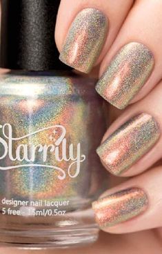 Orange Toe Nails, 2019 Nails, Cruelty Free Nail Polish, Shimmer Nail Polish, Nail Shimmer, Gold Nail, Holographic Nail Polish, Sparkle Nails