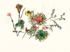 a drawing of flowers on a white background