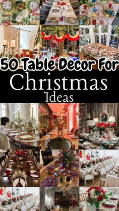 christmas tables and chairs are decorated with red, white and green decorations for the holiday table