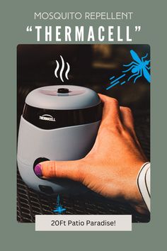 a person is holding an item in their hand with the words mosquito repellent thermacell on it