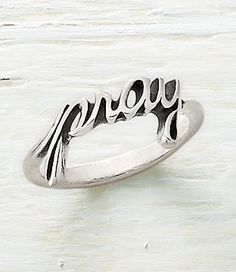 "Pray" Ring #JamesAvery #sterlingsilverjewelry #faithjewelry #pray Silver Spiritual Stackable Promise Rings, Spiritual Sterling Silver Stackable Rings For Promise, Silver Stackable Promise Rings With Spiritual Style, Faith Jewelry, Feather Ring, James Avery, Cross Ring, Leaf Ring, Rings Simple