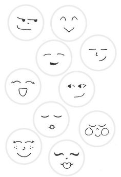 a bunch of different faces drawn in black and white