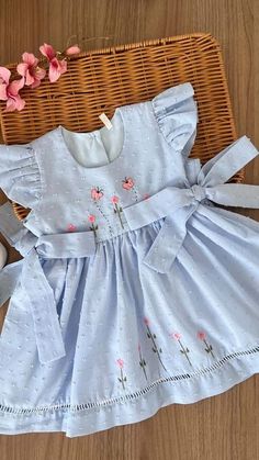 Baby Dress Embroidery, Kids Frocks Design, Kids Dress Wear, Girls Frock Design, Baby Dress Patterns, Kids Fashion Dress