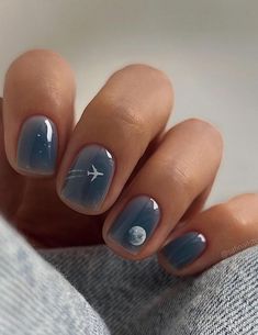 Airplane and moon Instagram: @modawoow @safinailstudio Nail Ink, Fake Nails Long, Nails Yellow, Manicure Diy, Her Nails, Gray Nails, Short Nail Designs, Neutral Nails, Manicure E Pedicure