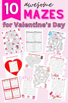 free printable Valentine's Day maze worksheets Christian Valentines Activities, Maze Worksheets For Kids, Valentines Puzzles, Halloween Maze, Easy Valentine Crafts, Mazes For Kids