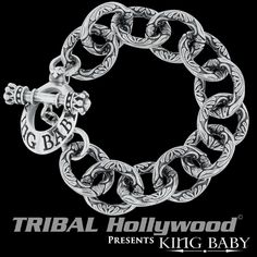 SCROLLWORK LINK BRACELET King Baby Silver Curb Chain Bracelet for Men Mens Sterling Silver Jewelry, Mens Sterling Silver Bracelets, Mens Necklace Pendant, Curb Chain Bracelet, Chain For Men, Silver Rings With Stones, King Baby, Mens Bracelet Silver, Jewelry Men