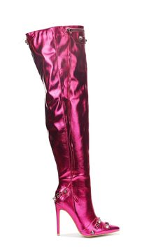 Power Boots- Pink - Head Over Heels: All In One Boutique Pointy Toe Boots, Pink Boots, Denim Boots, Thigh Boot, Red Boots, Stylish Boots, Sneakers Blue, Stiletto Pumps, Thigh High Boots