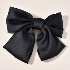 Black    Satin Chiffon Plain French Clip    Women Accessories Boho Wedding Hair Accessories, Knot Ponytail, Black Hair Bows, Knot Hair, Big Hair Bows, Handmade Hair Clip, French Clip, Toddler Hair Clips, Design Hair