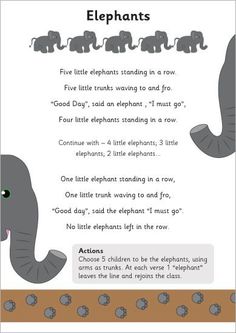 an elephant poem for kids with elephants in the background