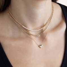 14k gold medium rolo chain necklace with a large open link with three prong set round diamonds set in a row in the center of the link 14k yellow gold 16" length chain is approx. 3mm wide link is approx. 9.5mm x 5mm diamonds are approx. 6mm long white diamonds .06 ctw Artisan-made in LA | Zoe Chicco Everyday Link Jewelry With Diamond Accents, Fine Jewelry Diamond Necklace With Cable Chain, Fine Jewelry Diamond Link Necklace With Cable Chain, Diamond Oval Link Gold Chain Necklace, Diamond Oval Link Necklace With Gold Chain, Oval Link Diamond Necklace With Gold Chain, Fine Jewelry Oval Link Necklaces With Diamond Accents, Classic Diamond Chain Necklace With Gold Chain, Fine Jewelry Necklaces With Diamond Accents Oval Link