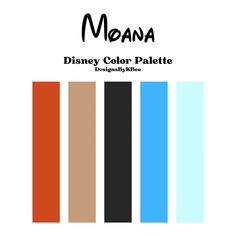 the color palette for moan from disney's coloring book is shown in black, orange, and blue