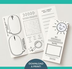 three printable bookmarks with the words, word search and an image of a computer mouse