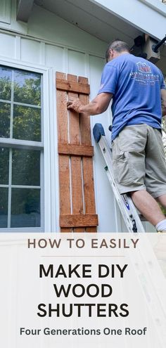 how to make wood shutters for the exterior of your home Homemade Shutters, Pallet Shutters, Cottage Shutters, Window Shutters Exterior, Diy Exterior