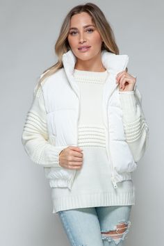 This Quilted Puffer Vest features a soft fine fur lining, classic off white color, side pockets, and trendy quilted design. Free Shipping. Shop Now! Farm Clothes, Quilted Puffer Vest, Normal Body, Cardigan Crop Top, Cardigan Crop, Baywatch, Outerwear Vest, White Faux Fur, Quilted Vest