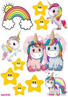 an image of unicorns with stars and clouds