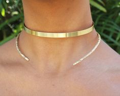 Hammered Gold Choker SET (2 chokers) Adjustable Brass Choker For Parties, Adjustable Silver Brass Choker, Gold Choker Set, Metal Choker, Choker Set, Hammered Gold, Gold Choker, Open Design, Choker Necklaces