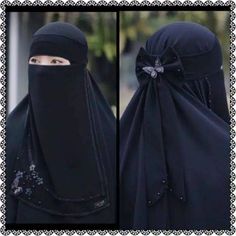 Bismillaahirrahmaanirrahiim Black niqab (Only niqab, without veil/ without head part) Details : 🌸material siffon silky 🌸 neat stitches 🌸 The length of the niqob covers the chest (length ± 45 cm/ 17,72 inches. width ± 35 cm/ 13,78 inches) 🌸 comfortable to use, Insha Allah 🌸niqob best seller 20% of the proceeds from the sale will be donated to the construction of a Tahfidz Quran school and the poor in Indonesia (hope you don't mind), Jazaakillaahu khoir. Note : Please include your mobile numb Black Khimar For Wedding And Eid, Butterfly Niqab, Burka Design, Black Niqab, Stylish Abaya Designs, Niqab Aesthetic, Stylish Abaya, Veil Black, Black Hijab