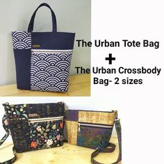 the urban tote bag and the urban cross body bag 2 sizes are on sale