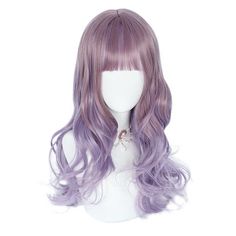 You can make it into any style according to your need. Breathable rose net, lightweight, makes you feel very comfortable when you wear this wig. This cute wig is also a good gift for your friends or family. This wig isn't a lace wig, and there are no combs within the wig, there are 2 adjustable straps to make it stay on your head. Human hair wigs with realistic hairlines, make it just like your hair, everyone will be surprised how realistic this wig is. Made of heat-resistant synthetic fiber, wi Cute Wig, Purple Gradient, Cosplay Hair, Hair Wigs For Women, Kawaii Hairstyles, High Quality Wigs, Curly Wig, Real Hair, Hair Reference