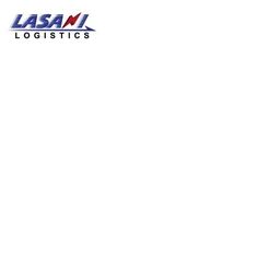 the logo for lasn logisticics is shown in red and blue on a white background