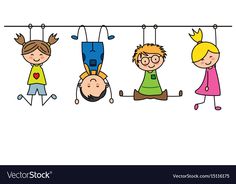 kids hanging on the line with their feet up