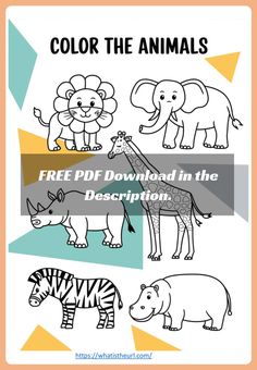 an animal coloring book with the title, color the animals free printable for kids