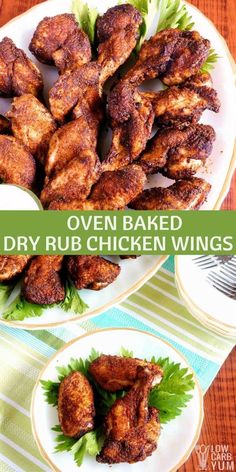 oven baked dry rub chicken wings on a plate