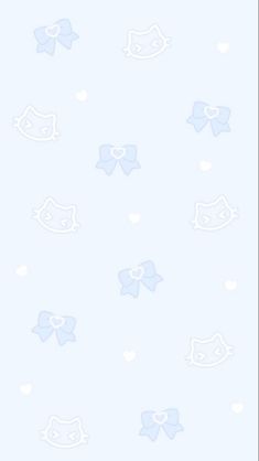 a blue wallpaper with white hearts and bow ties on it's side,