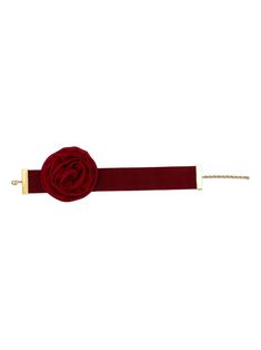 dark red choker design satin rose brooch detail grosgrain ribbon trim logo-engraved gold-tone hardware adjustable fit hook fastening Choker Design, Red Choker, Choker Designs, Rose Brooch, Satin Roses, Necklace Red, Demi Fine Jewelry, Iconic Bags, Fine Watches