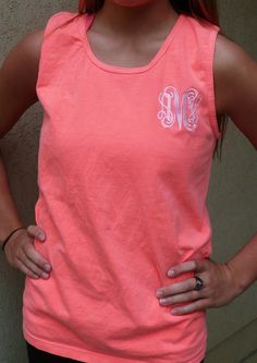 Summer Monogram, Womens Tank Tops, Monogram T Shirts, Southern Shirts, Monogram Styles, Womens T Shirt, Comfort Color, Cut Shirts, Womens Tank