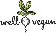 the logo for well vegan is shown with a radish in it's center