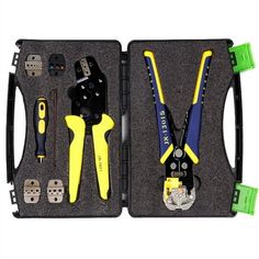 a tool kit with tools in it and some other items inside the case that is open