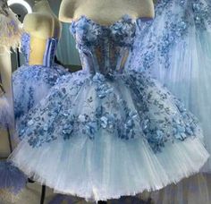 Pink Sweet 16 Dress, Dress With 3d Flowers, Floral Homecoming Dresses, Pink Sweet 16, Sweetheart Homecoming Dress, Mode Kawaii, Pretty Quinceanera Dresses, Blue Tulle, Short Homecoming Dress